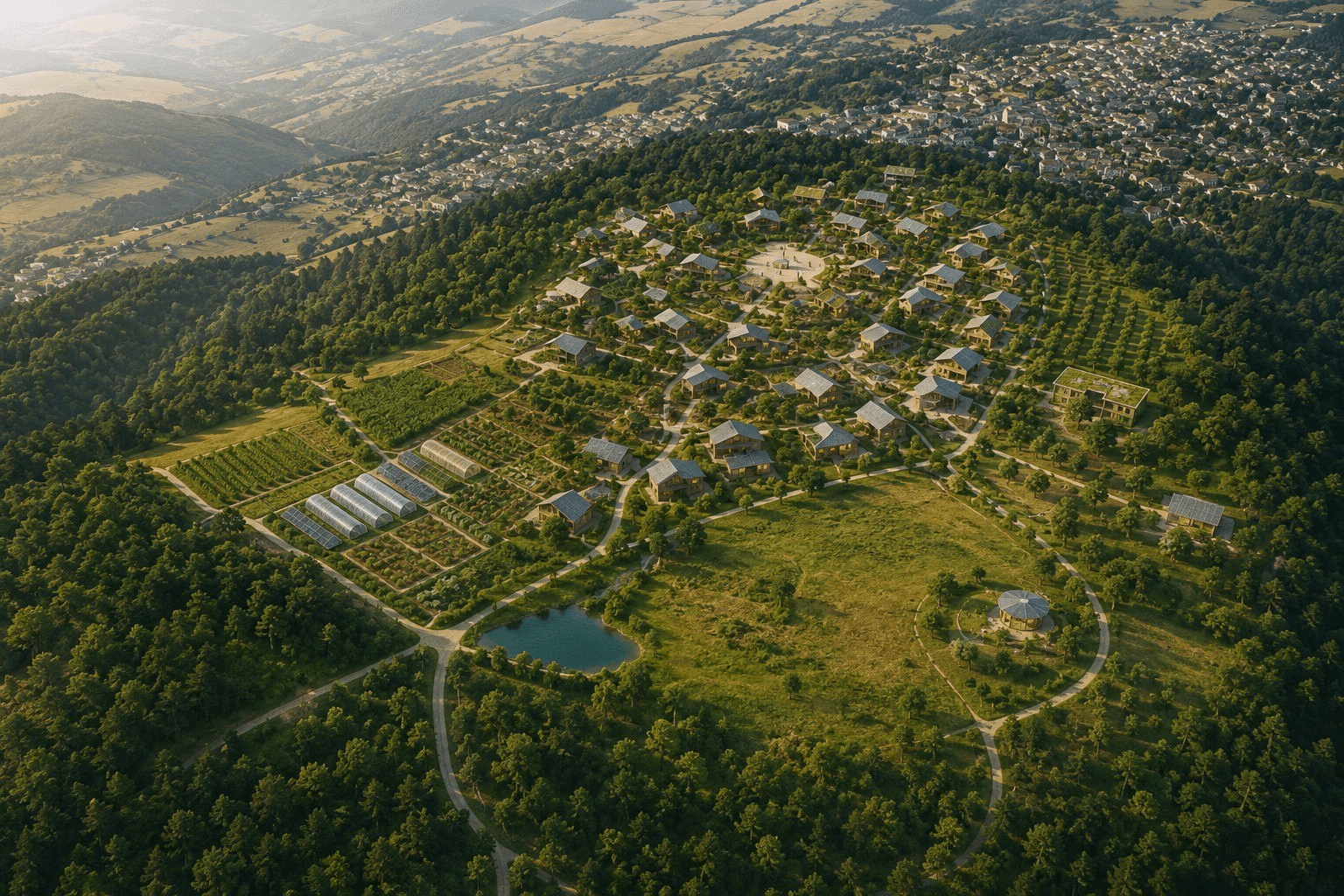 Eco Village Armenia set in a forested mountain landscape