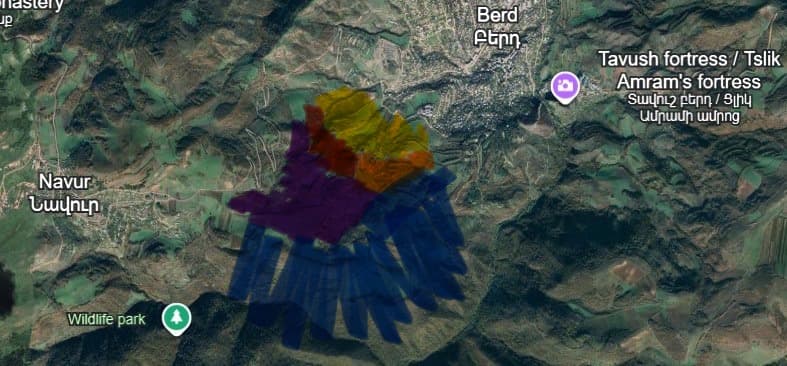 Landscape and satellite view of Tavush, Armenia